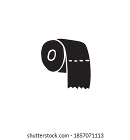Esbozo de doodle dibujado a mano de vectores papel higiénico negro aislado en fondo blanco