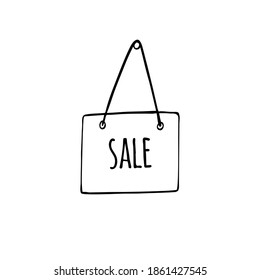 Vector hand drawn doodle sketch sale door sign isolated on white background