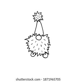 Vector hand drawn doodle sketch Scandinavian Christmas gnome isolated on white background