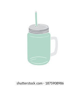 handgezeichnet gezeichnete Paddelskizze, farbige Smoothie-Krug-Tasse einzeln auf weißem Hintergrund