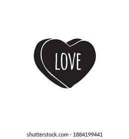 Vector hand drawn doodle sketch Valentine’s sugar candy with love text isolated on white background