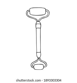 Vector hand drawn doodle sketch gua sha face massage roller isolated on white background