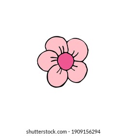 Dibujo de doodles dibujado a mano del vector flor de color aislado en fondo blanco