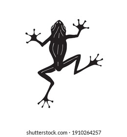 Vector hand drawn doodle sketch black frog isolated on white background