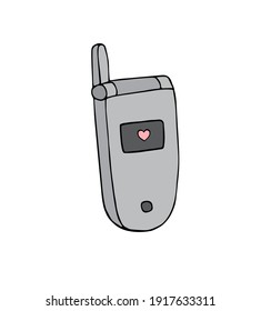 Vector hand drawn doodle sketch colored retro mobile phone isolated on white background