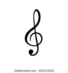 Vector hand drawn doodle sketch black music treble clef note isolated on white background