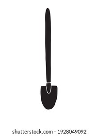 Esbozo de doodle dibujado a mano del vector pala negra aislada en fondo blanco