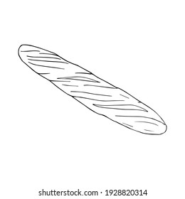 Vector hand drawn doodle sketch baguette bread isolated on white background