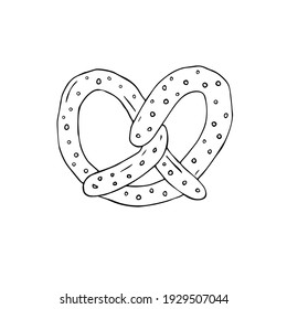 Vector hand drawn doodle sketch pretzel isolated on white background