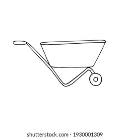 Vector hand drawn doodle sketch wheel barrow isolated on white background