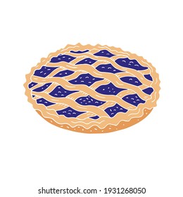 Tarta de tarta coloreada con dibujo de doodle dibujada a mano del vector aislada en fondo blanco