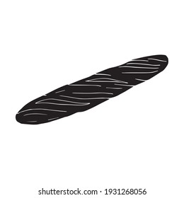 Vector hand drawn doodle sketch black baguette bread isolated on white background