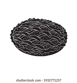 Vector hand drawn doodle sketch black pie tart isolated on white background