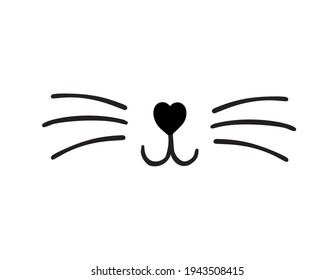 Vector hand drawn doodle sketch cat nose isolated on white background