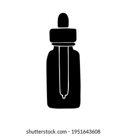 handgezeichnet gezeichnete Doodle-Skizze, schwarze Ölabsatzflasche einzeln auf weißem Hintergrund