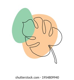 Vector hand drawn doodle sketch monstera leaf and abstract dot isolated on white background