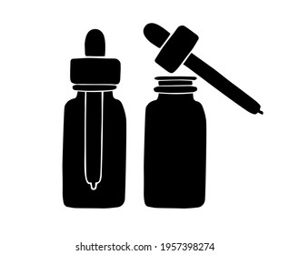 Vector hand drawn doodle sketch black oil essence bottle isolated on white background
