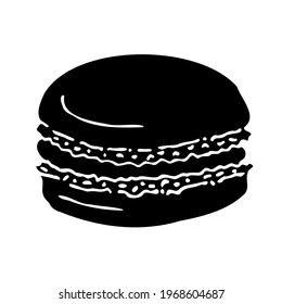 Vector hand drawn doodle sketch black macaron pie isolated on white background