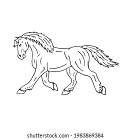 Vector hand drawn doodle sketch draft horse isolated on white background