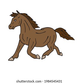 Vector hand drawn doodle sketch colored pony horse isolated on white background