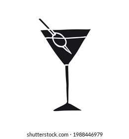 Vector hand drawn doodle sketch martini cocktail isolated on white background