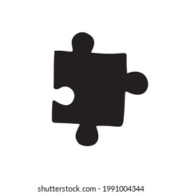 Vector hand drawn doodle sketch puzzle piece silhouette isolated on white background