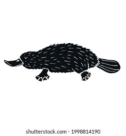 Vector hand drawn doodle sketch black Platypus duckbill isolated on white background