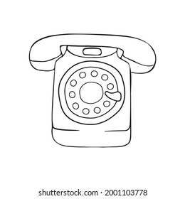 Vector hand drawn doodle sketch retro phone isolated on white background