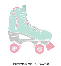 Vector hand drawn doodle sketch colored quad roller skate isolated on white background