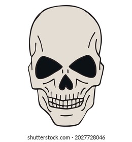 Vector hand drawn doodle sketch colored human skull isolated on white background