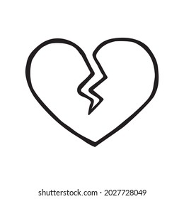 Vector hand drawn doodle sketch broken heart isolated on white background