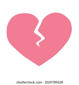 Vector hand drawn doodle sketch pink broken heart isolated on white background