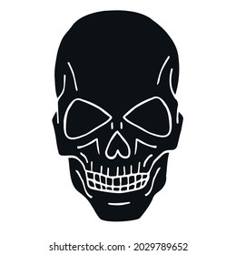 Vector hand drawn doodle sketch black human skull isolated on white background