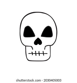 Vector hand drawn doodle sketch skull isolated on white background