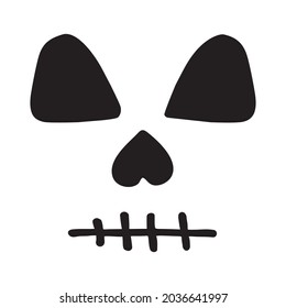 Vector hand drawn doodle sketch skull face isolated on white background