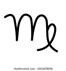 Vector hand drawn doodle sketch virgo astrological zodiac sign isolated on white background