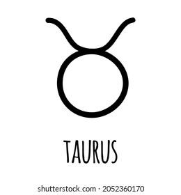 Vector hand drawn doodle sketch taurus astrological zodiac sign isolated on white background