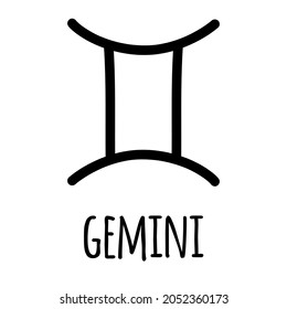 Vector hand drawn doodle sketch gemini astrological zodiac sign isolated on white background