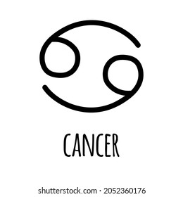 Vector hand drawn doodle sketch cancer astrological zodiac sign isolated on white background