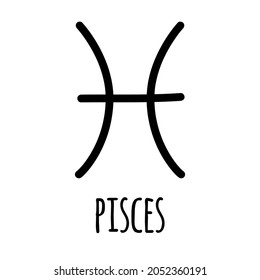 Vector hand drawn doodle sketch pisces astrological zodiac sign isolated on white background