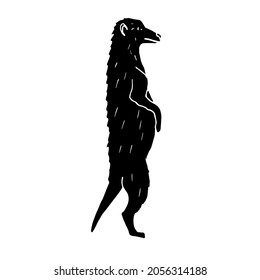 Vector hand drawn doodle sketch black meerkat isolated on white background