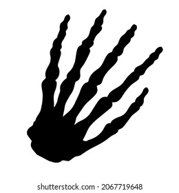 Vector hand drawn doodle sketch skeleton hand silhouette isolated on white background