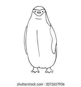 Esbozo de doodle dibujado a mano del vector pingüino aislado en fondo blanco