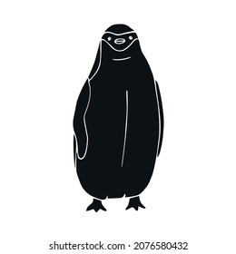 Vector hand drawn doodle sketch black penguin isolated on white background