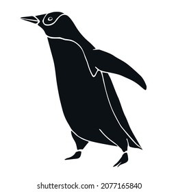 Vector hand drawn doodle sketch black penguin isolated on white background