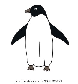 Vector hand drawn doodle sketch colored penguin isolated on white background