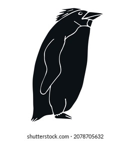 Vector hand drawn doodle sketch black penguin isolated on white background