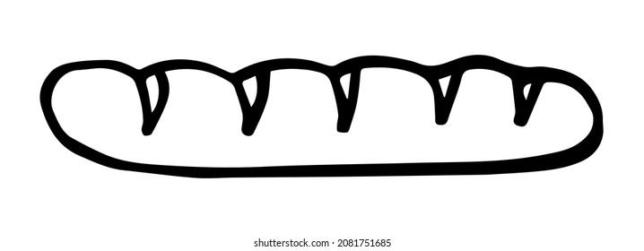 Vector hand drawn doodle sketch baguette bread isolated on white background
