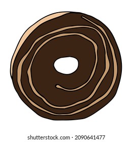 Vector hand drawn doodle sketch colored donut isolated on white background