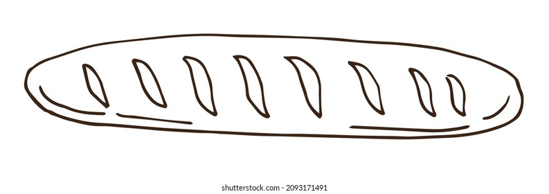 Vector Hand Drawn Doodle Sketch Baguette Bread Isolated On White Background